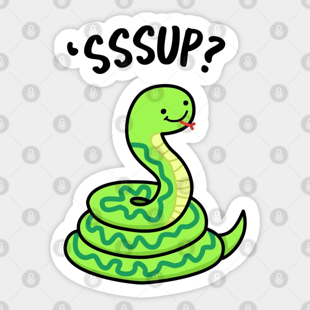 Ssssup Cute Snake Pun Sticker by punnybone